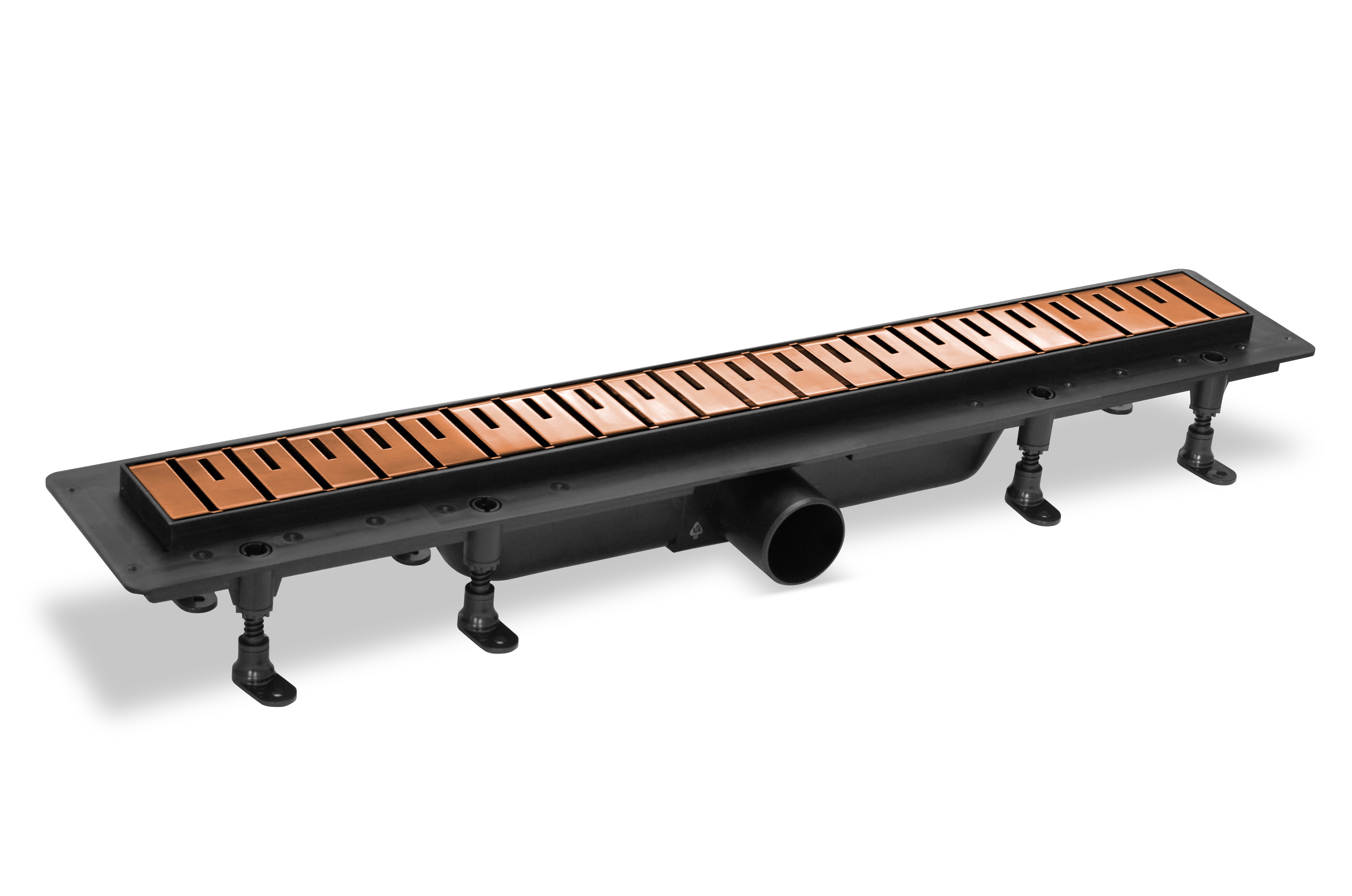 Душевой лоток комбинированный пластиковый с металической решеткой 2, розовое золото, L=400 мм