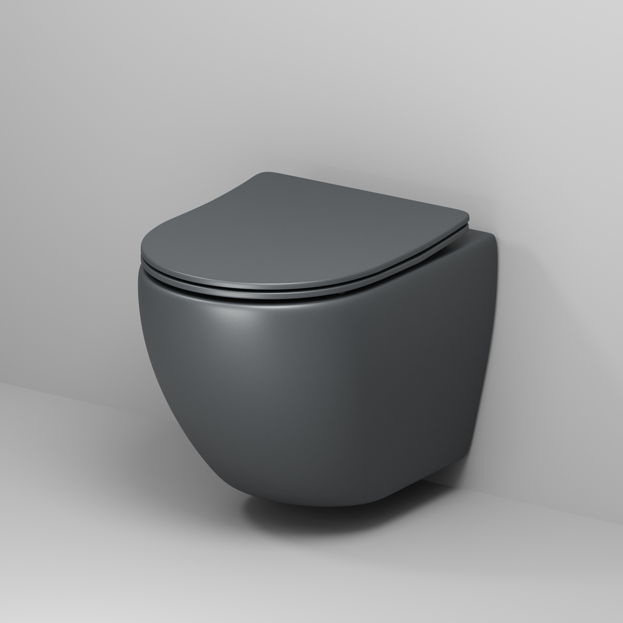 Унитаз подвесной Grossman (485х360х320) безободковый,смыв торнадо,серый матовый GR-4455GMSQ