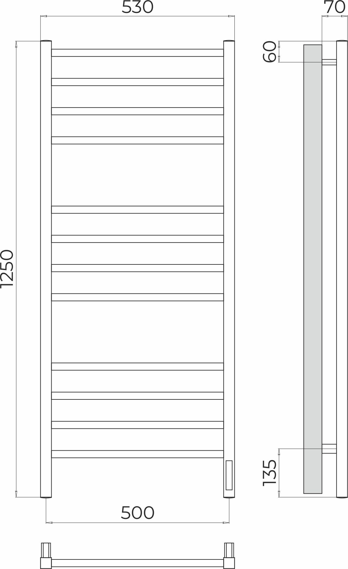 Полотенцесушитель Ватикан П12 500х1250