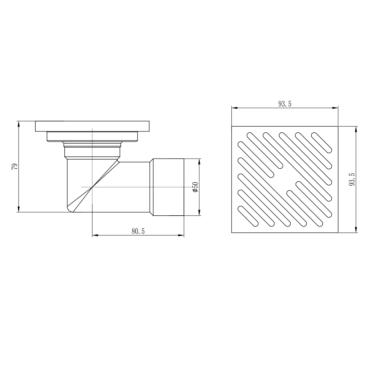 Душевой трап Raglo R606.10.06 100х100мм, нержавеющая сталь, черный
