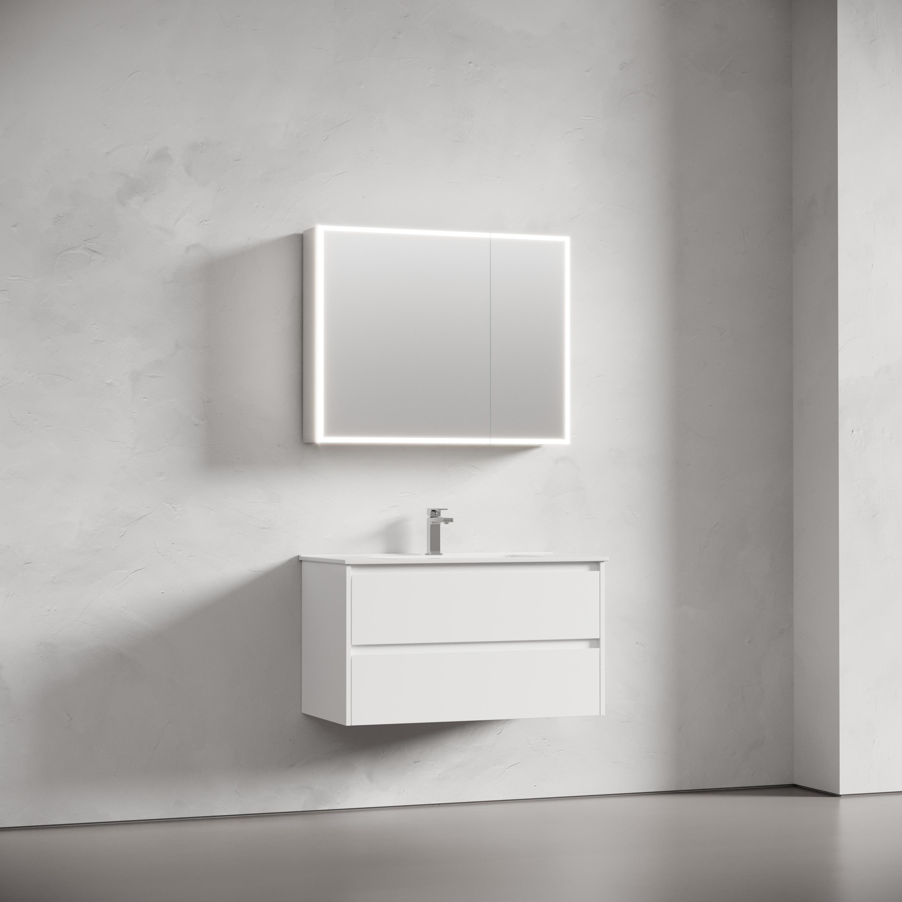 Зеркальный шкаф Sancos Реформа / Evoke SC8090 90x70 с подсветкой, серый