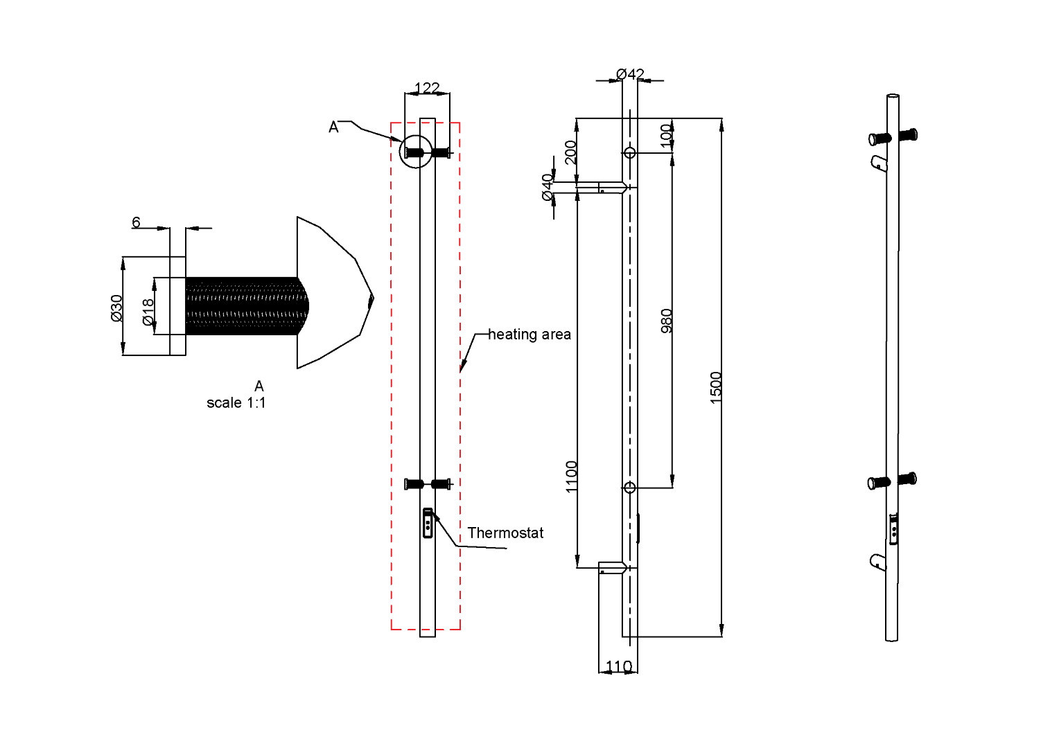 Полотенцесушитель электрический Uno SHINE GUN METAL