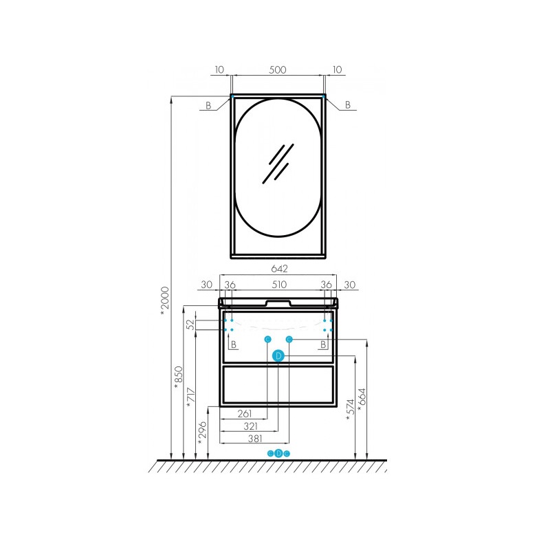 Зеркало AQUATON Лофт Фабрик 50 дуб кантри () 1A242502LTDY0 