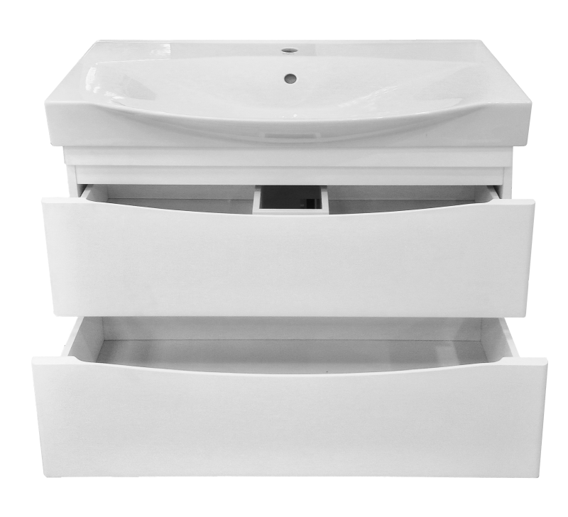 Элвис - 85 Тумба напольная с 2 ящ. белая эмаль + раковина
