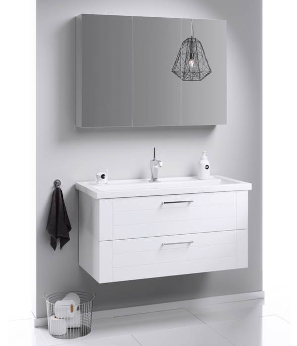 Подвесная тумба в белом глянцевом цвете с двумя ящиками