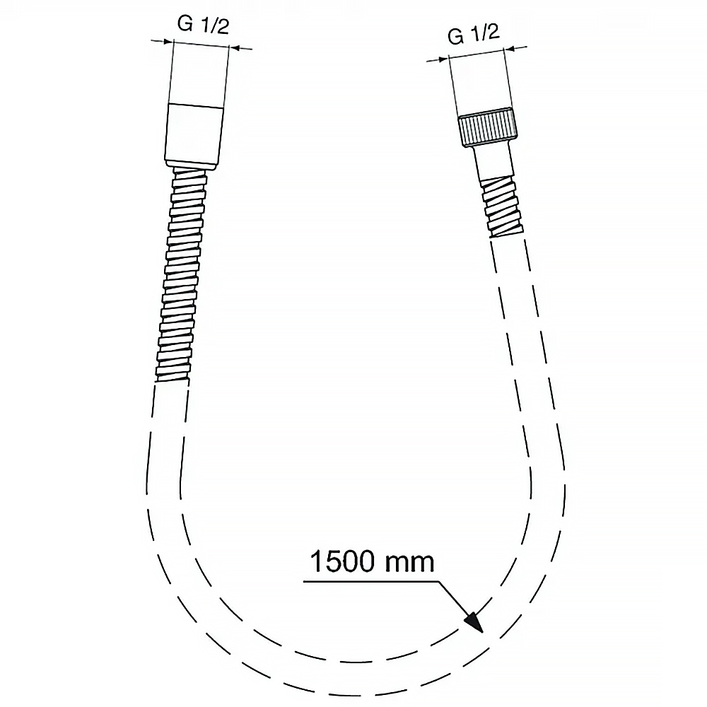 METALFLEX Металлический шланг для душа 1500 мм, подсоединение G1/2", устойчивость к давлению BF150AA
