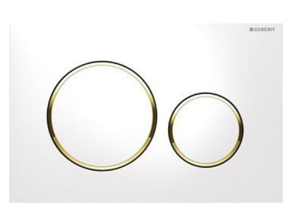 Клавиша смыва Geberit Sigma 20 белая с золотой оправой 115.882.KK.1