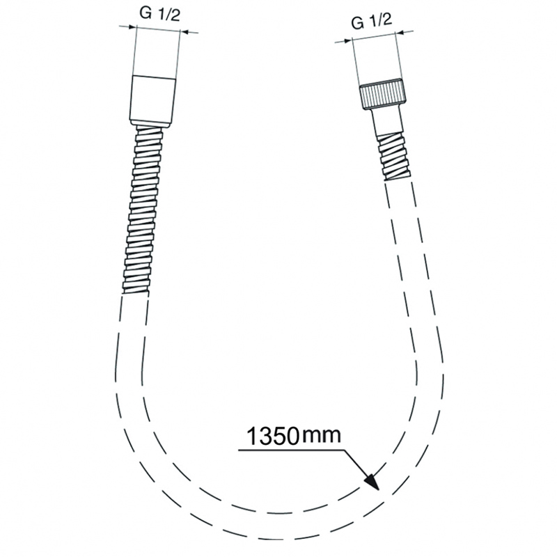 ULTRAFLEX Пластиковый шланг для душа 1350 мм, подсоединение G1/2", устойчивость к давлению до 5 атм,