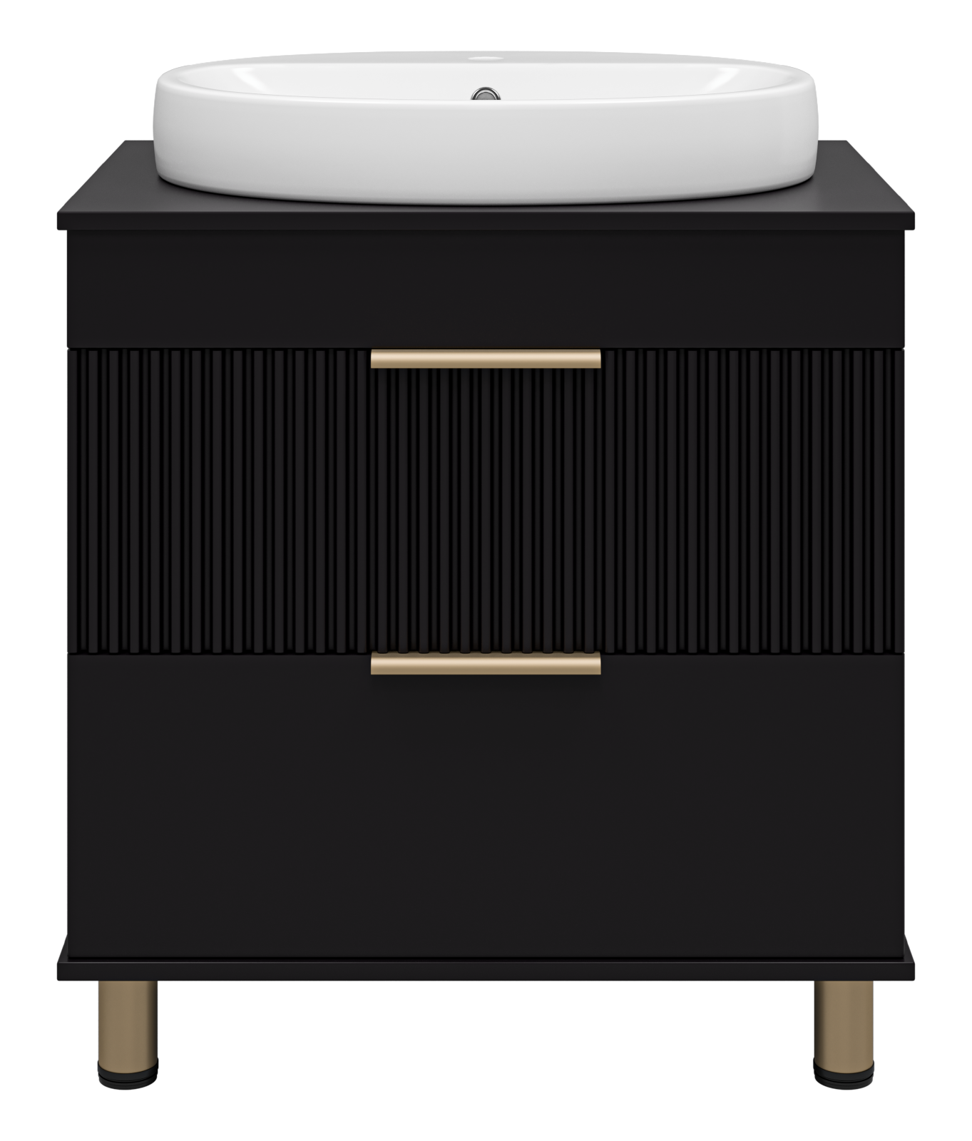 ENFIDA - 70 Тумба напольная 2 ящ. черная мат. эмаль + раковина