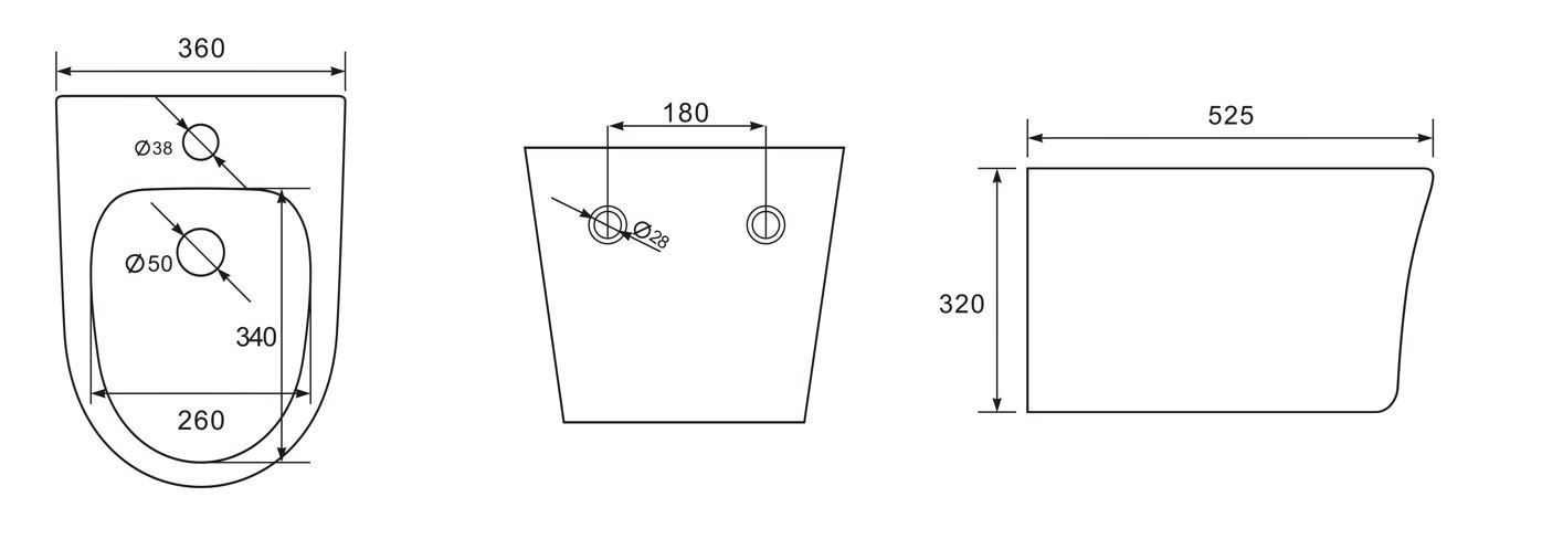 Биде подвесное AQUATEK НИКА 525*360*320, AQ1009-00