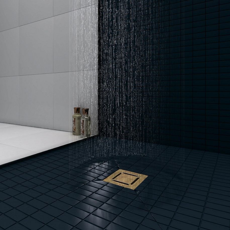 Трап BERGES водосток PLATZ Norma 150х150, Хром матовый, S-сифон D50 H60 боковой