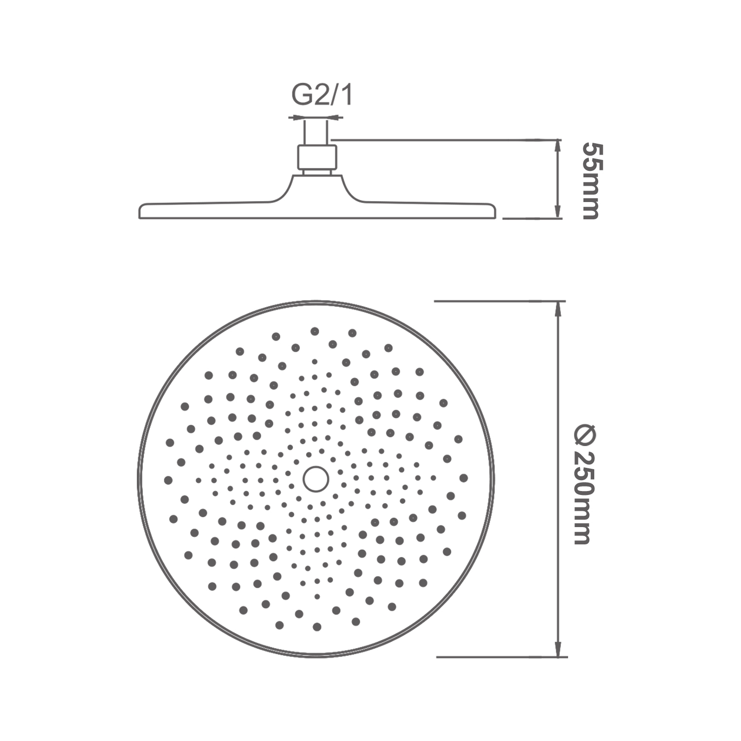 Лейка верхняя для душа Splenka S451.51 круглая ∅250мм пластик/силикон, хром