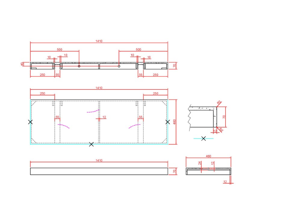 Столешница прямая FLAT CALACATTA 1410*460*70