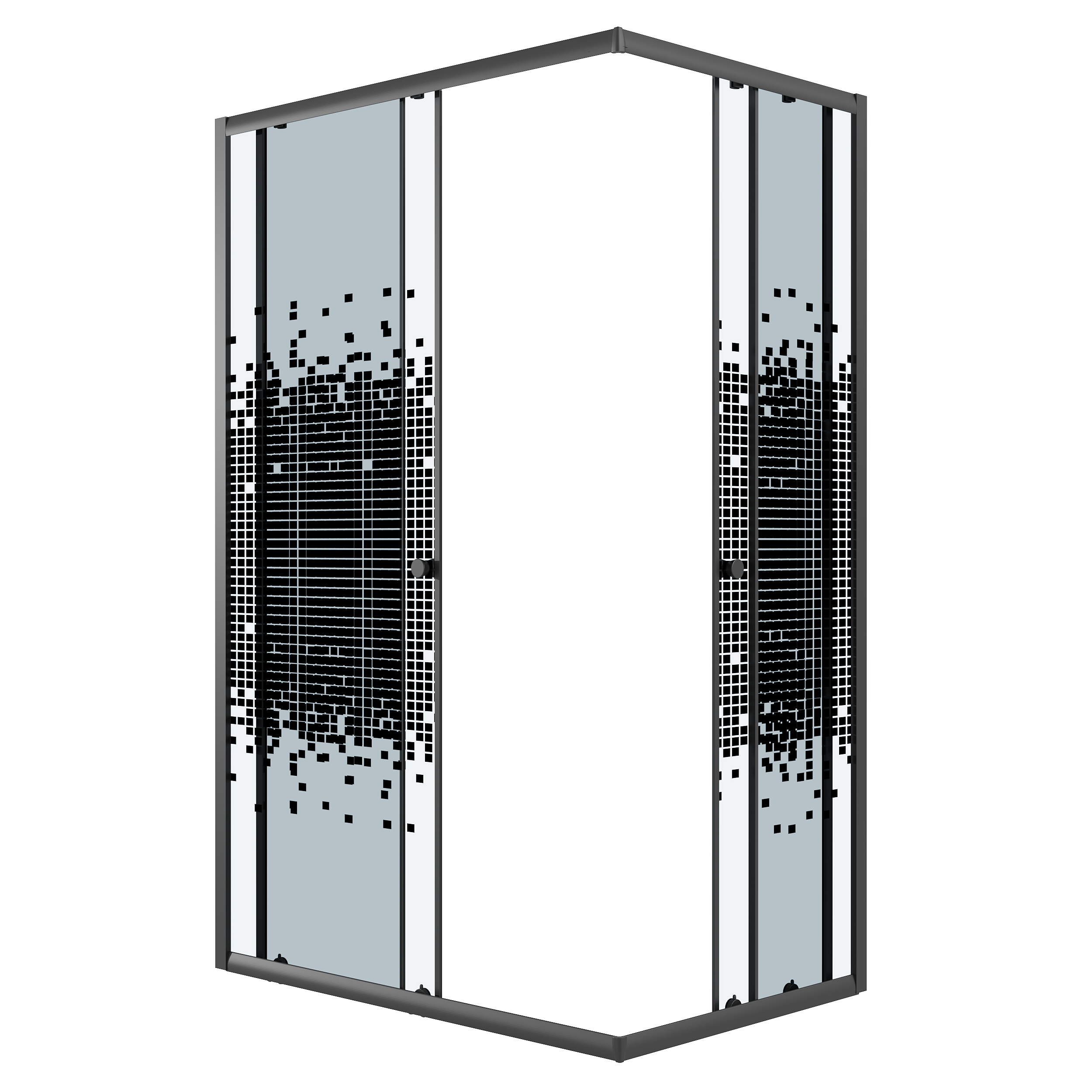 Душевое ограждение Niagara Eco (100х80х190) прямоугольник,раздвижное,черный,стекло мозаика,1 место NG-1018-14QBLACK 