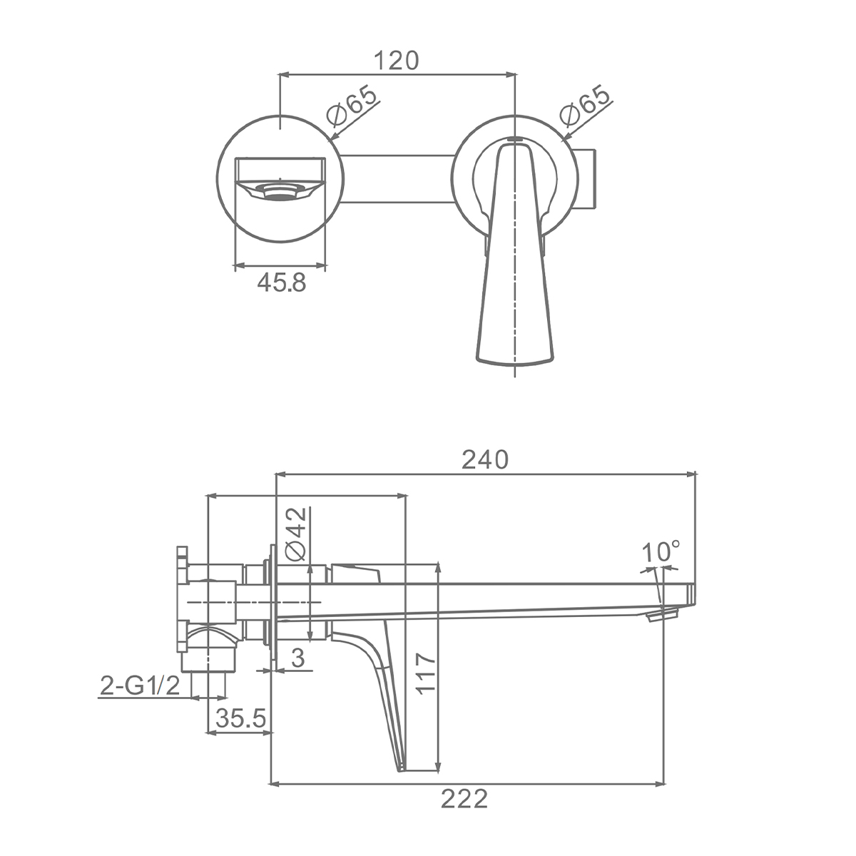 Смеситель Raglo для раковины встраиваемый монолитный, хром R07.11