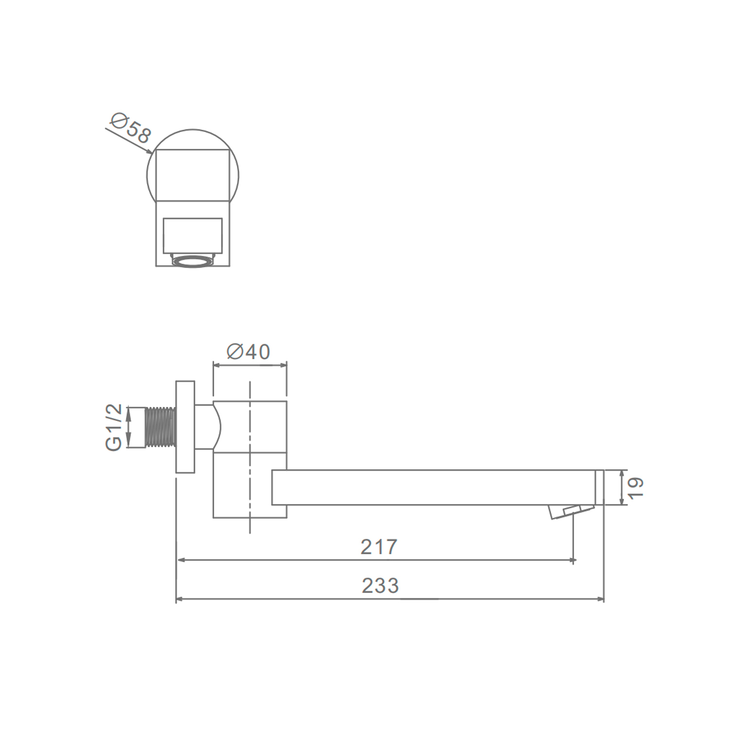 Встраиваемый наполнитель Raglo R473.72.09 для ванны и душа излив поворотный 23см латунь, графит