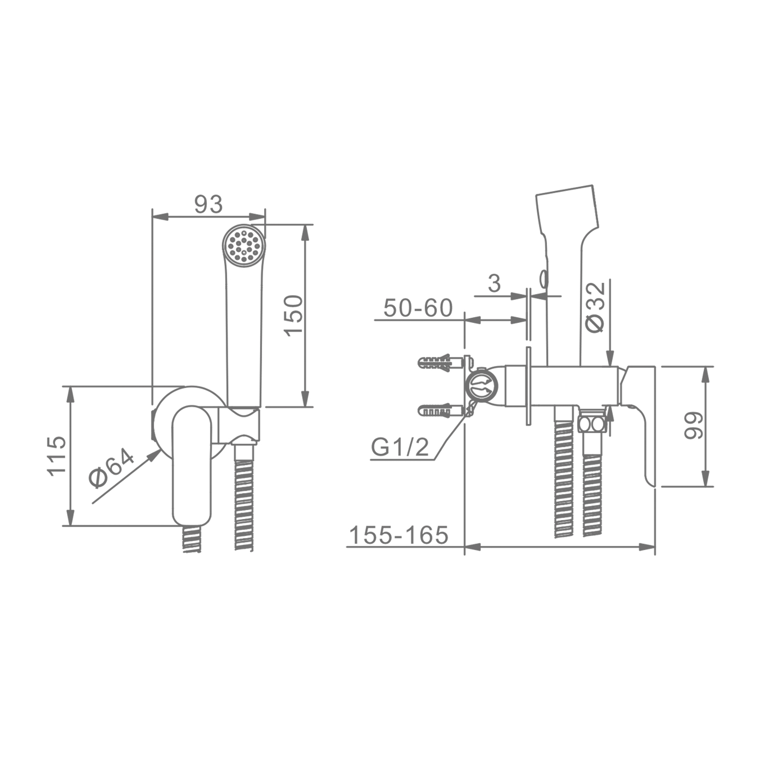 Смеситель Raglo с гигиеническим душем встраиваемый , сатин золотой R03.52.03