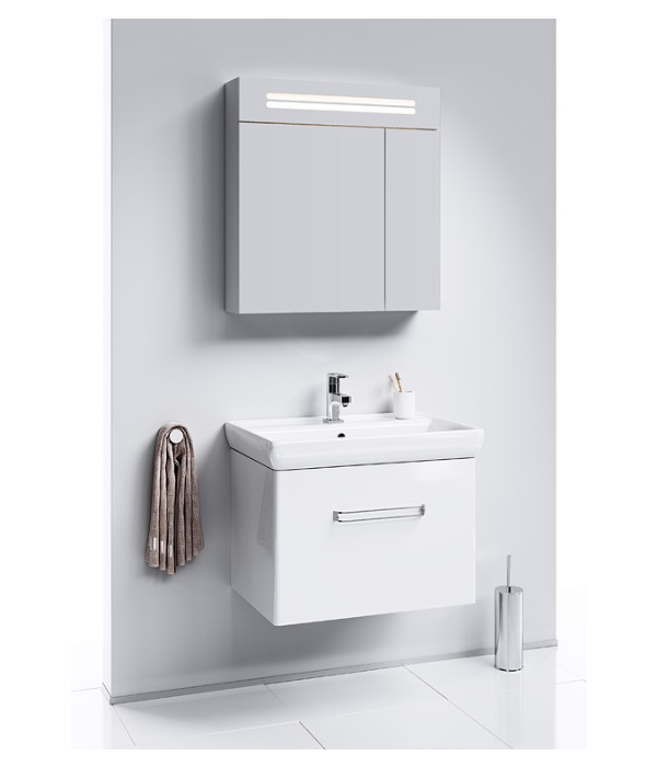 Подвесная тумба в белом глянцевом цвете с одним ящиком