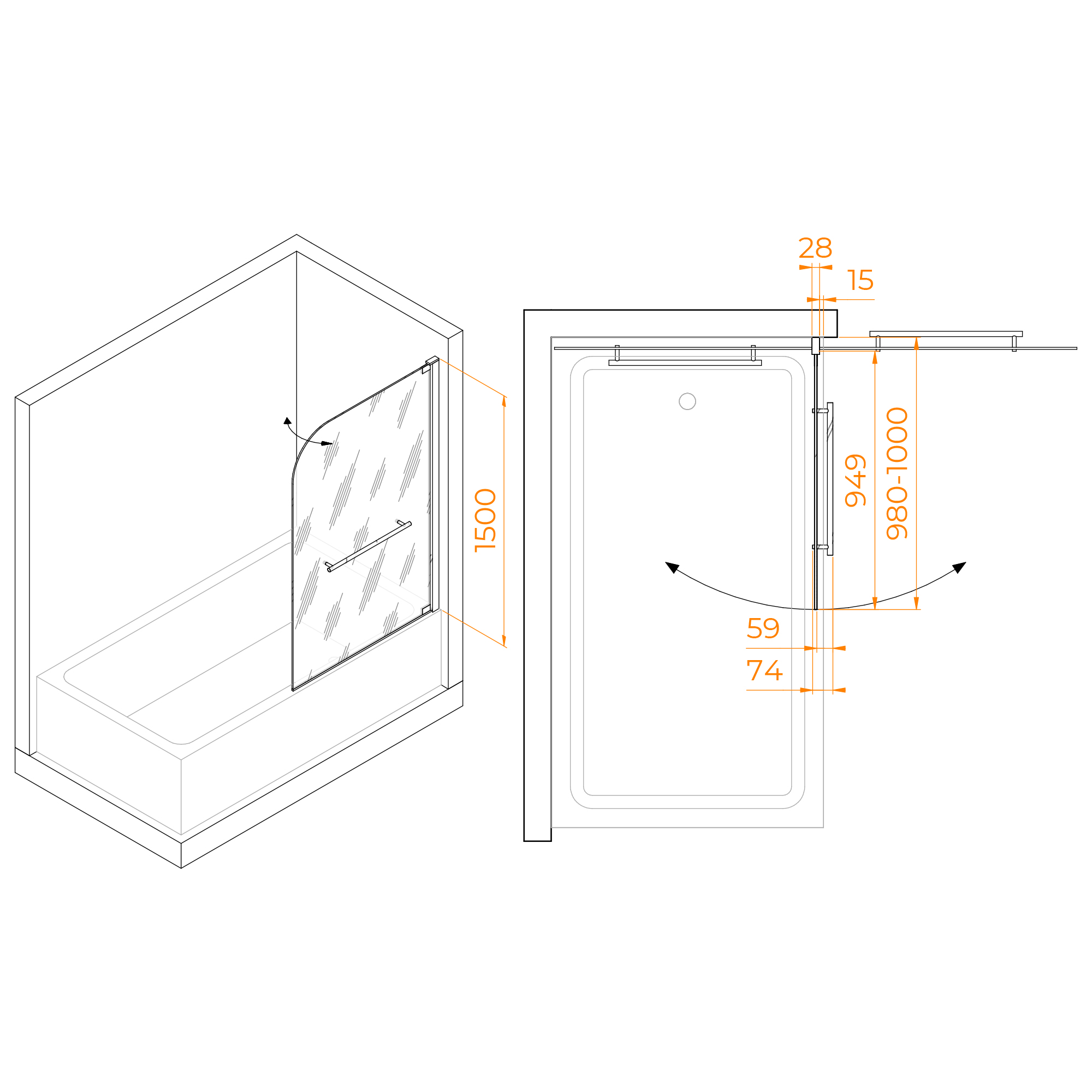 Шторка на ванну RGW SC-02 