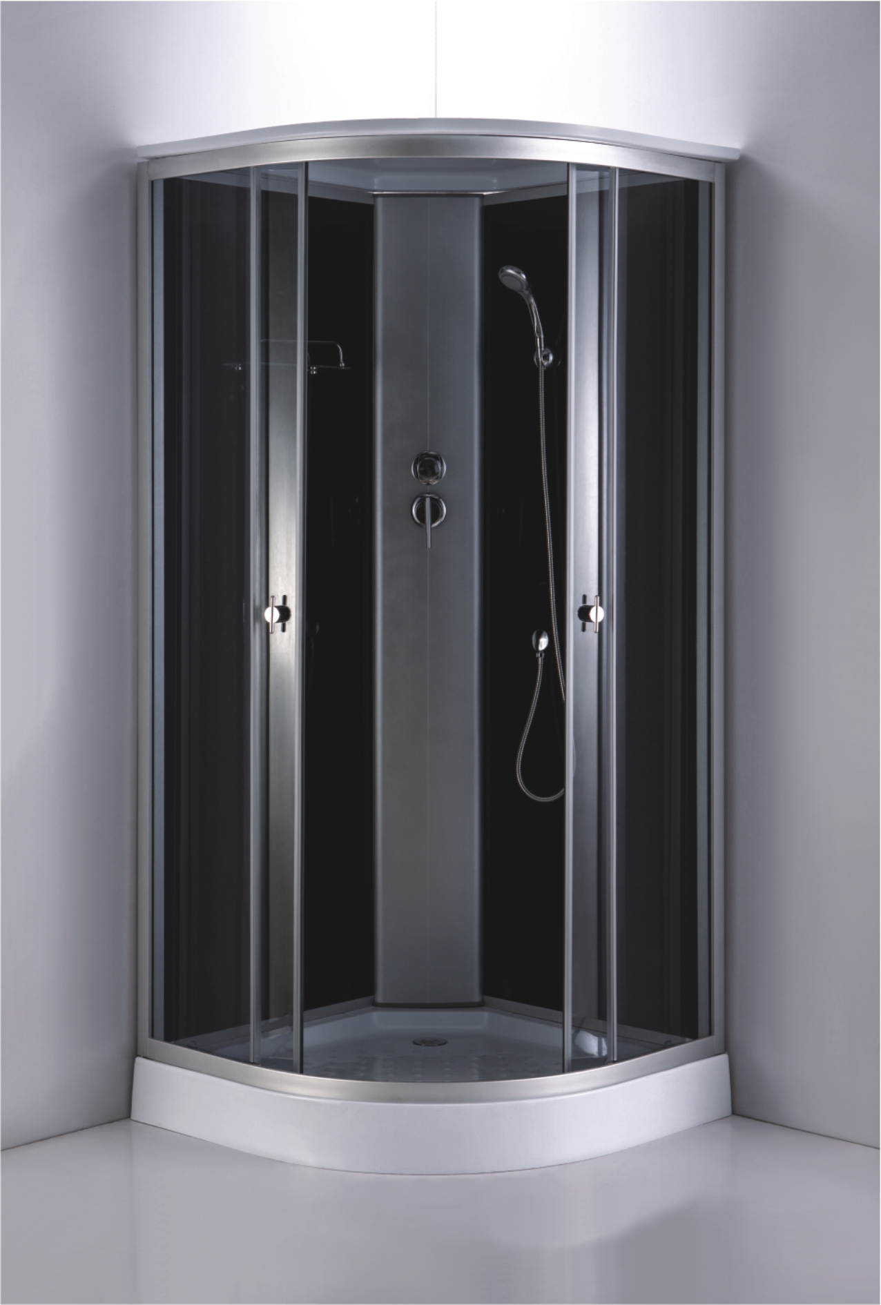 Душевая кабина Loranto 880х880х2150 черное заднее стекло, поддон 14 см, тонированное стекло 4 мм, профиль хром матовый (CS-881EA13TM/B-90)
