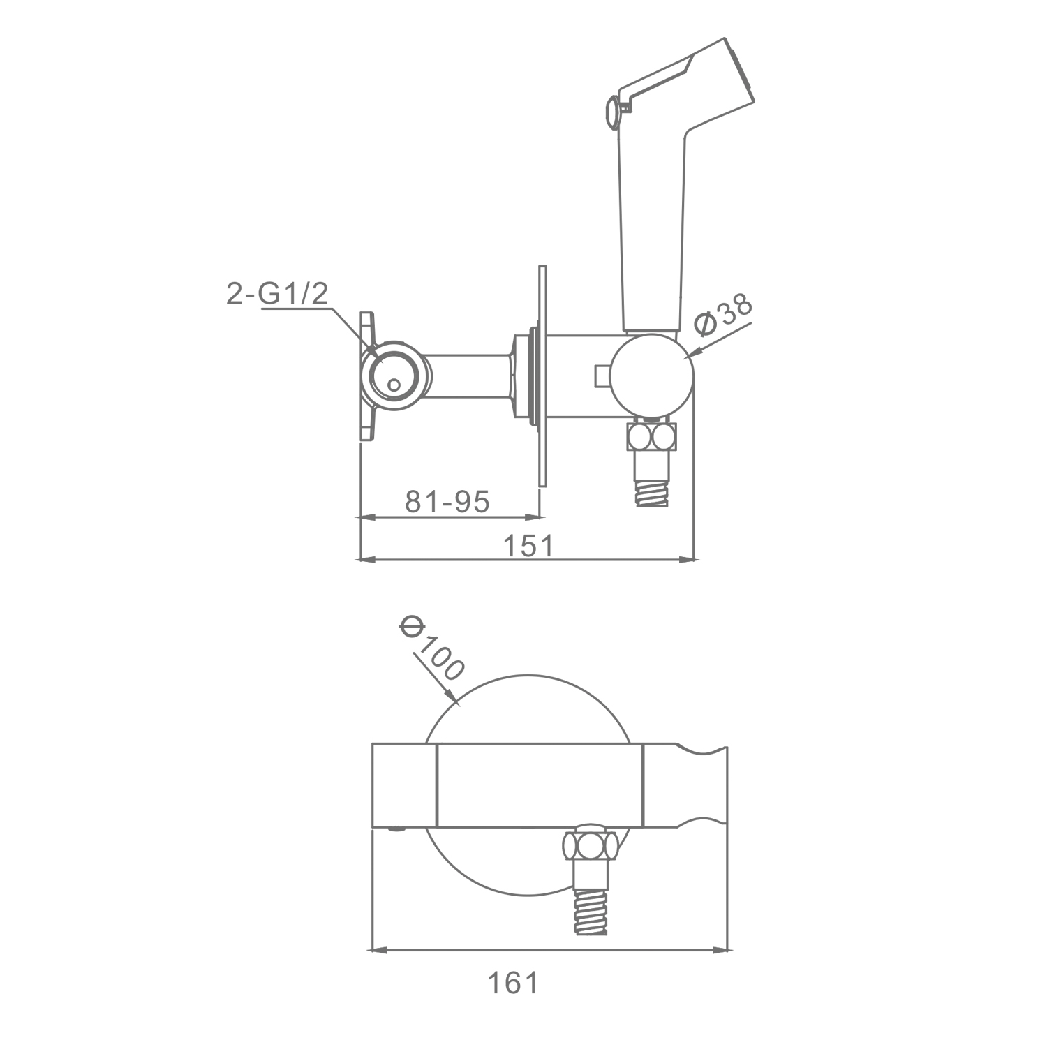 Смеситель Raglo с гигиеническим душем встраиваемый с темостатом , хром R23.56