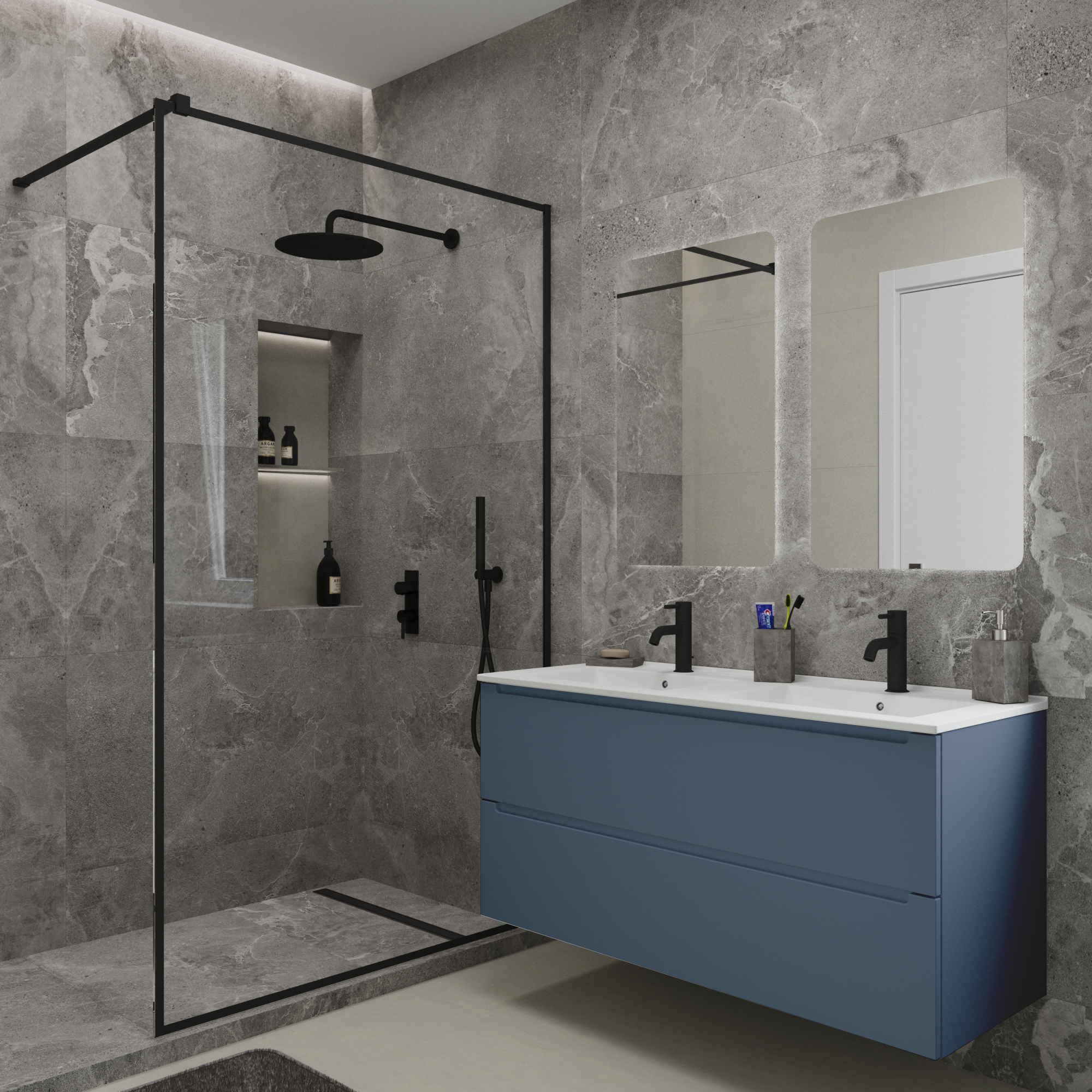 Тумба под раковину/столешницу Дион 120 Серо-синий