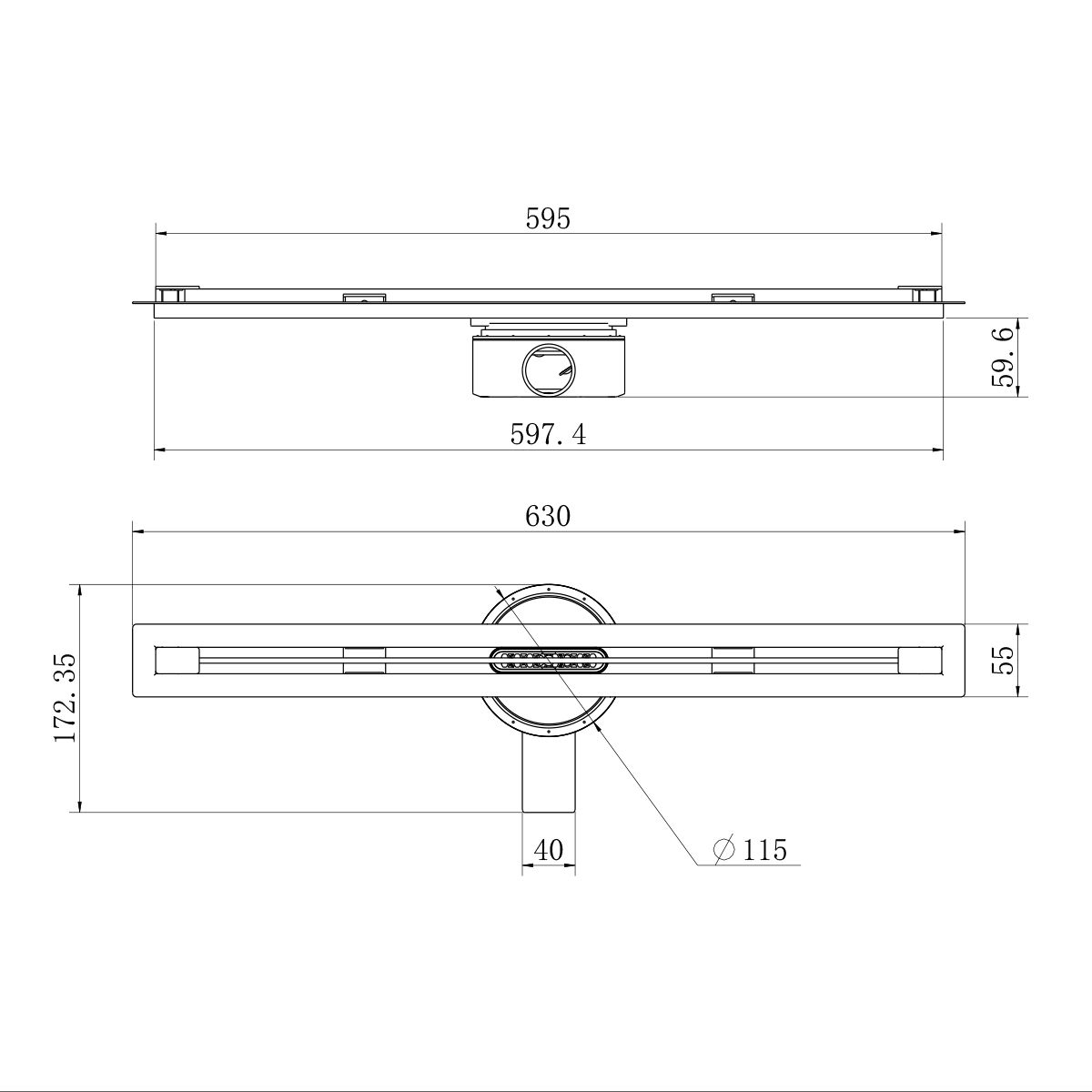 Душевой трап щелевой Raglo R653.60.05 600мм, нержавеющая сталь, сатин