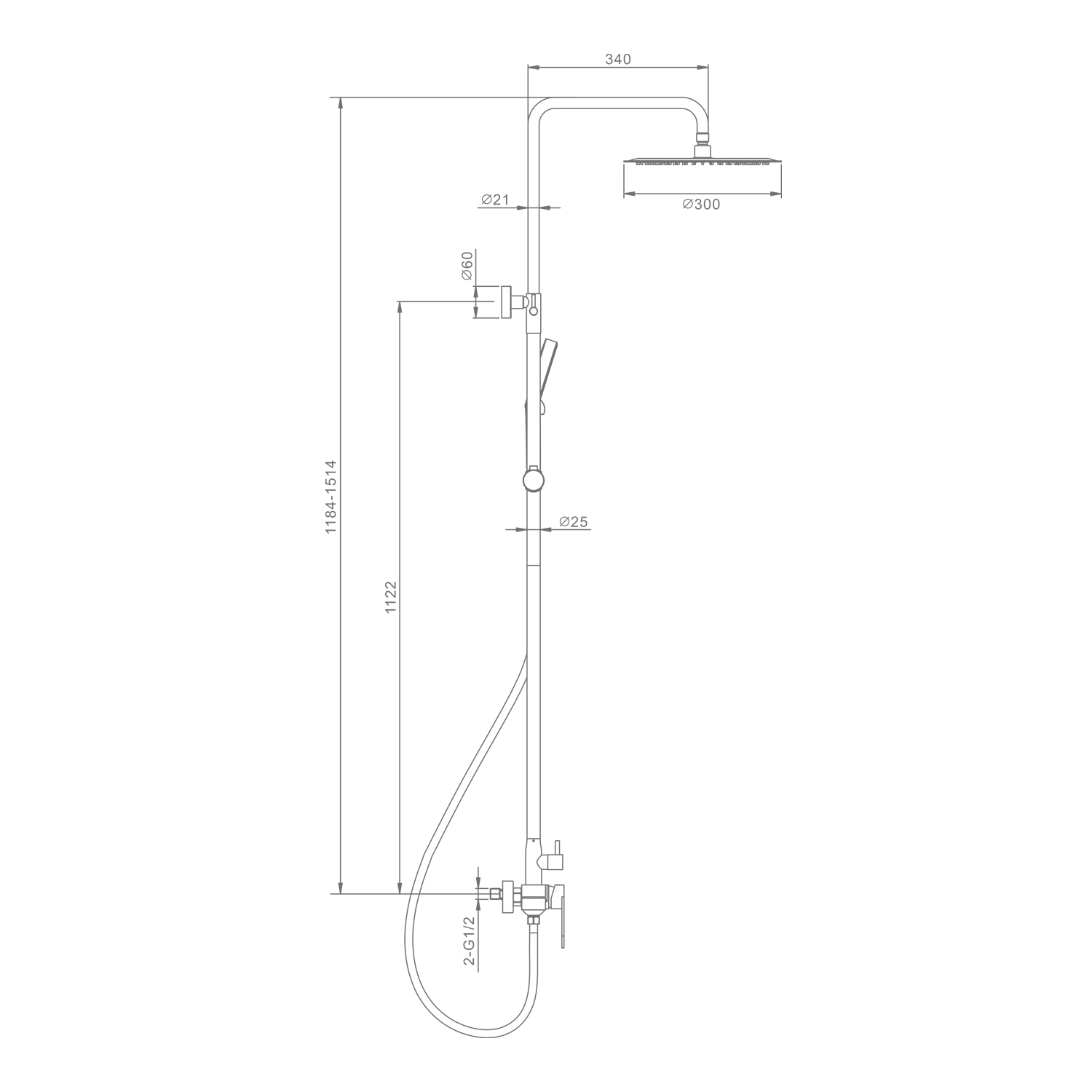 Душевая система Raglo для ванны и душа излив поворотный 15 см, графит R10.24.09