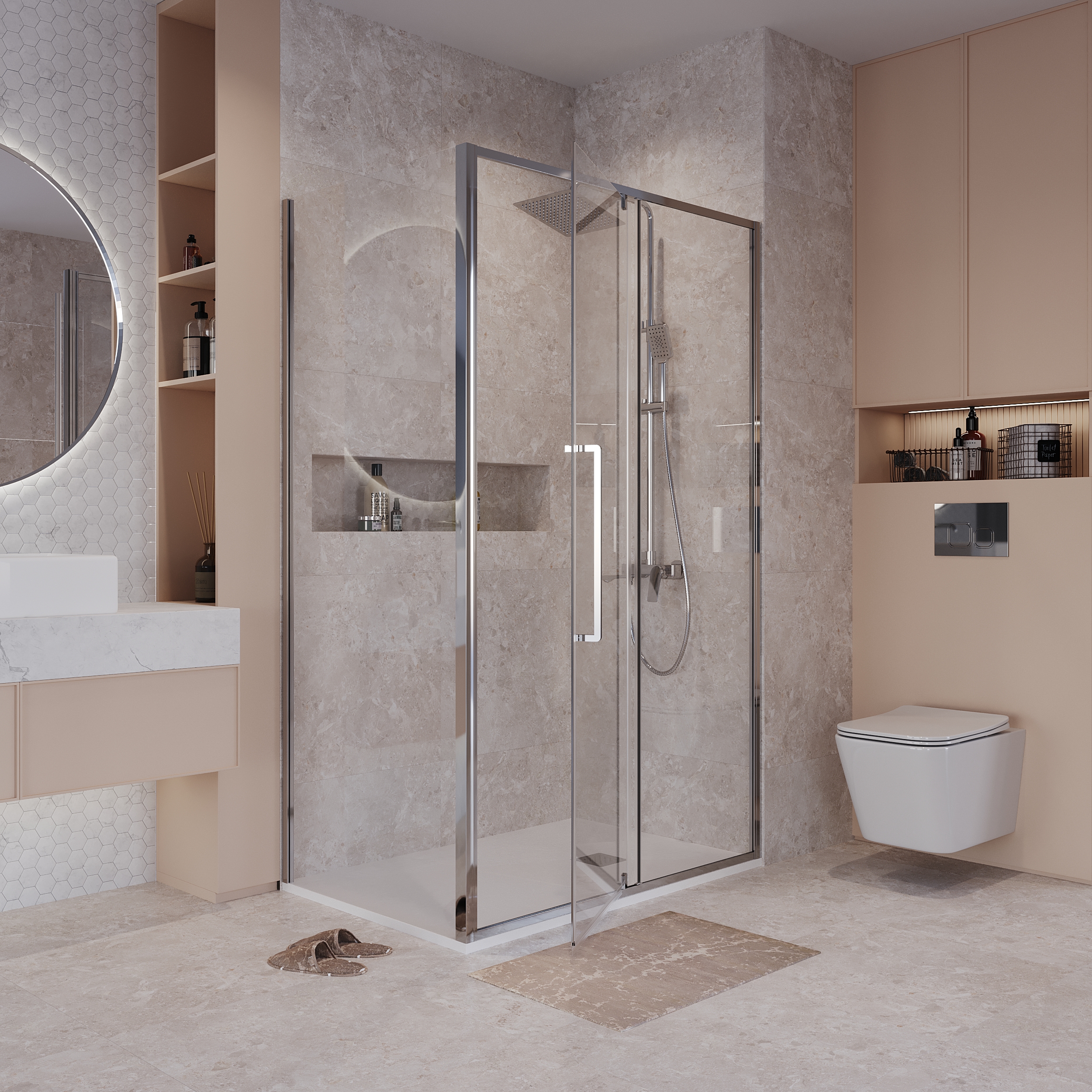 Боковая стенка Niagara Nova (100х195) хром,стекло прозрачное,1 место NG-A100-34 