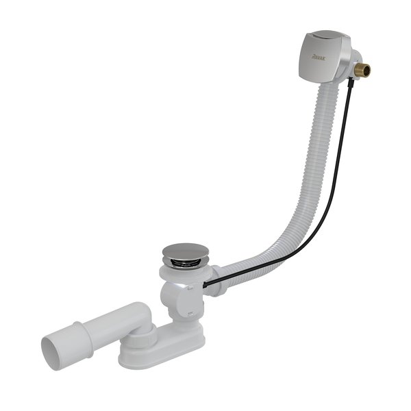 Сточный комплект с заполнением переливом Click Clack хром (квадратный)