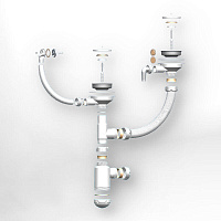 Сифон двойной GRAND 31/2 с круглым переливом и отводом ЭКОНОМ к мойке 8201 (С.Н. 391-11-22)