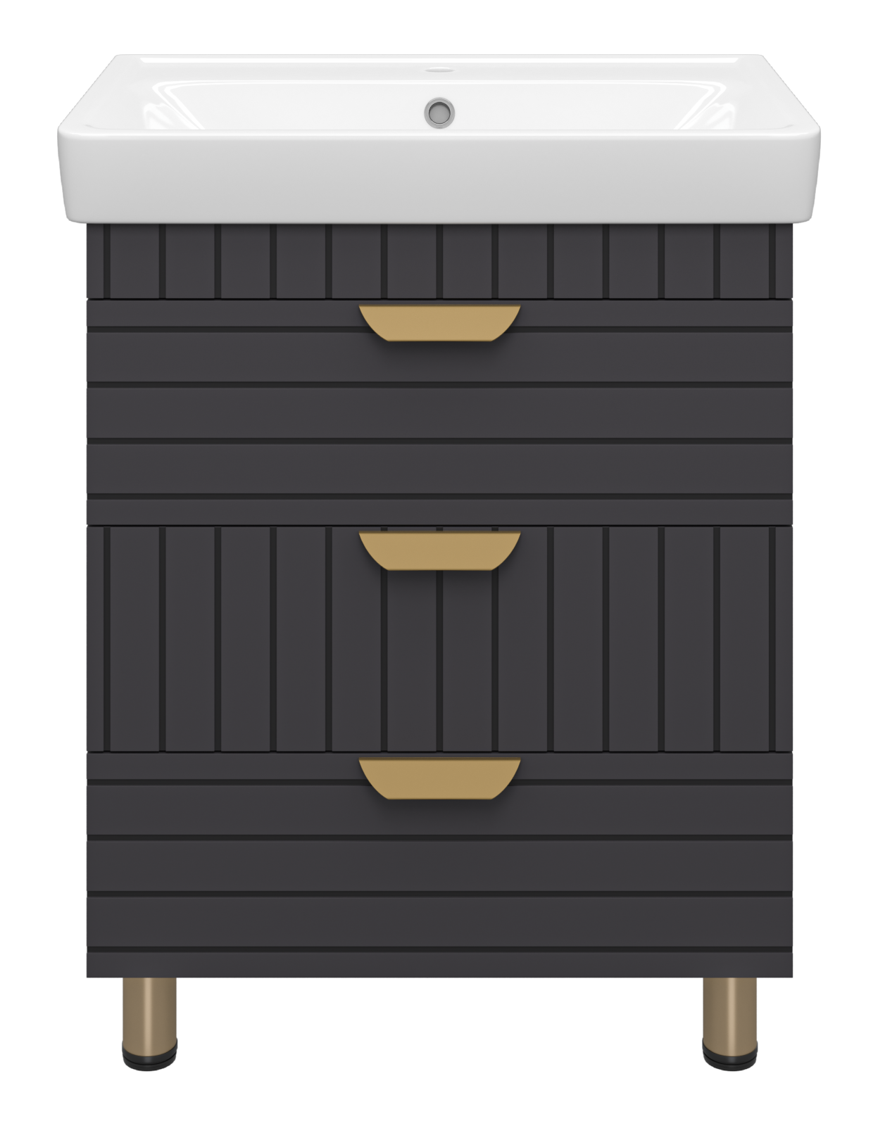 Тумба с 3 ящ. напольная, графит + раковина GLOSTER - 70 