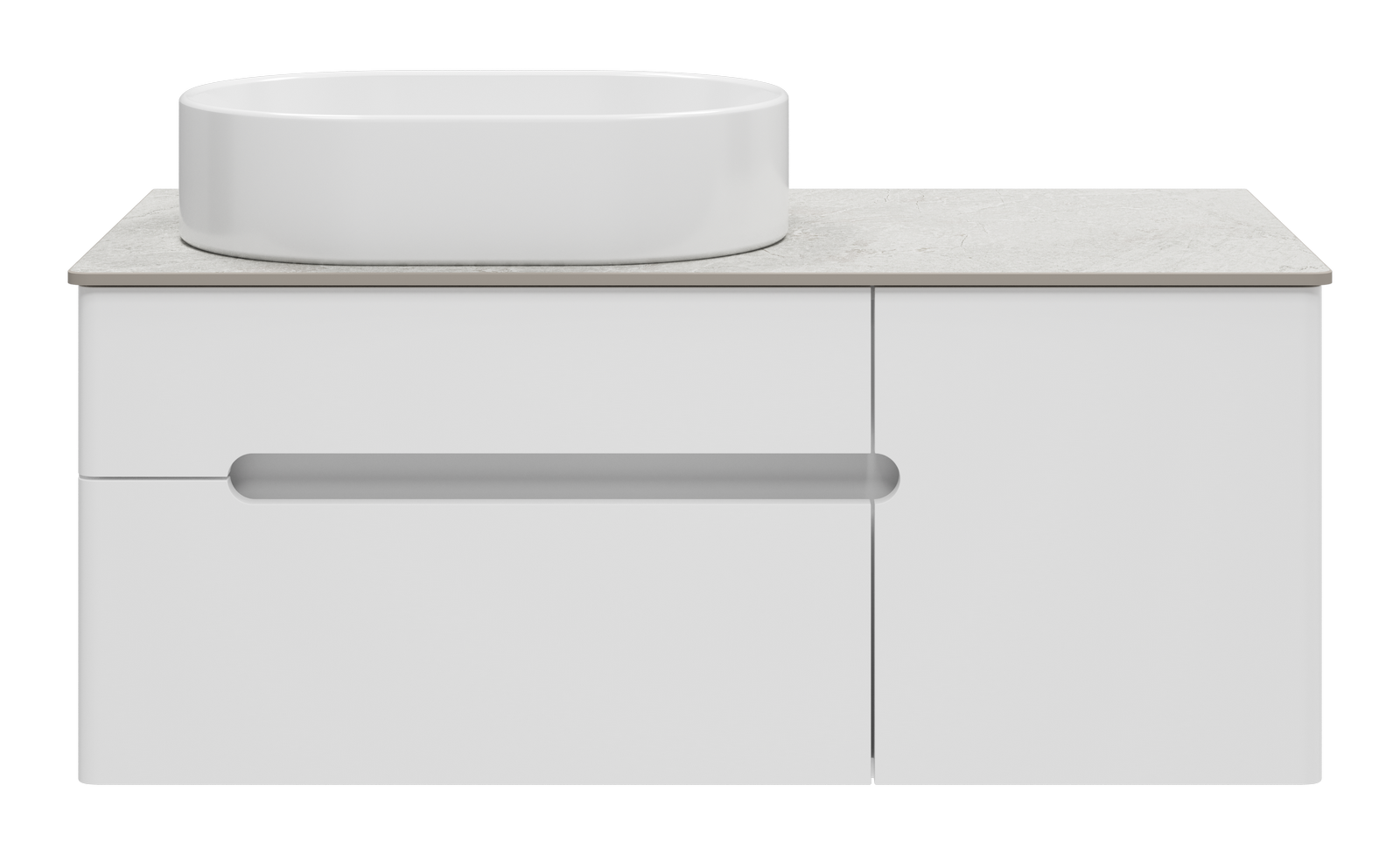 Тумба под раковину Misty Роял 100 подвесная (белая) со столешницей и раковиной