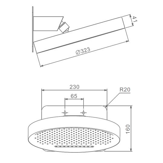 Тропический душ 323мм(нерж) 2-режима RAGLO R452.02