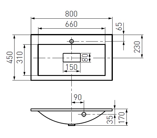 Раковина AQUATON Премьер М 800, белая () 1A70493KPR010