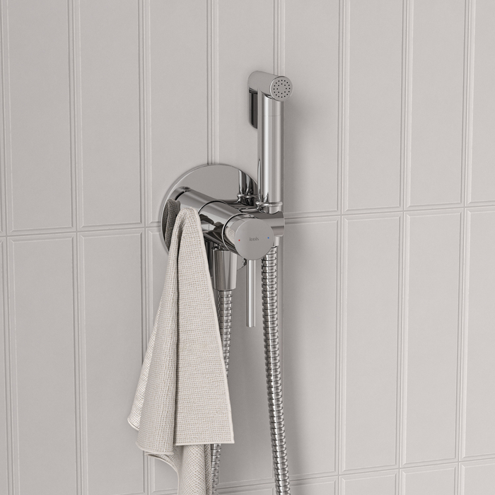 Встраиваемый смеситель с гигиеническим душем, хром глянцевый, IDDIS, 005SBR0i08