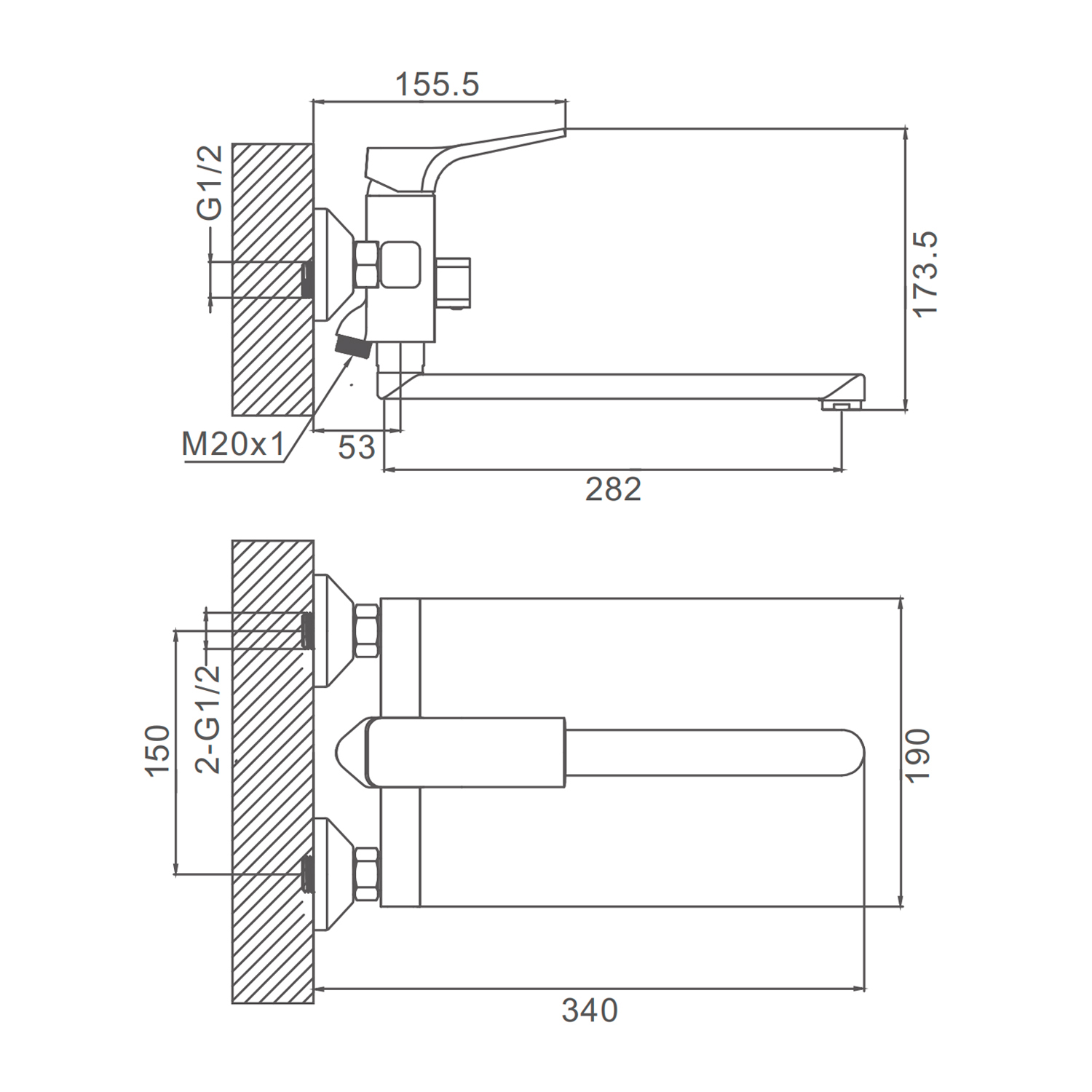 Смеситель Prohanss для ванны и душа