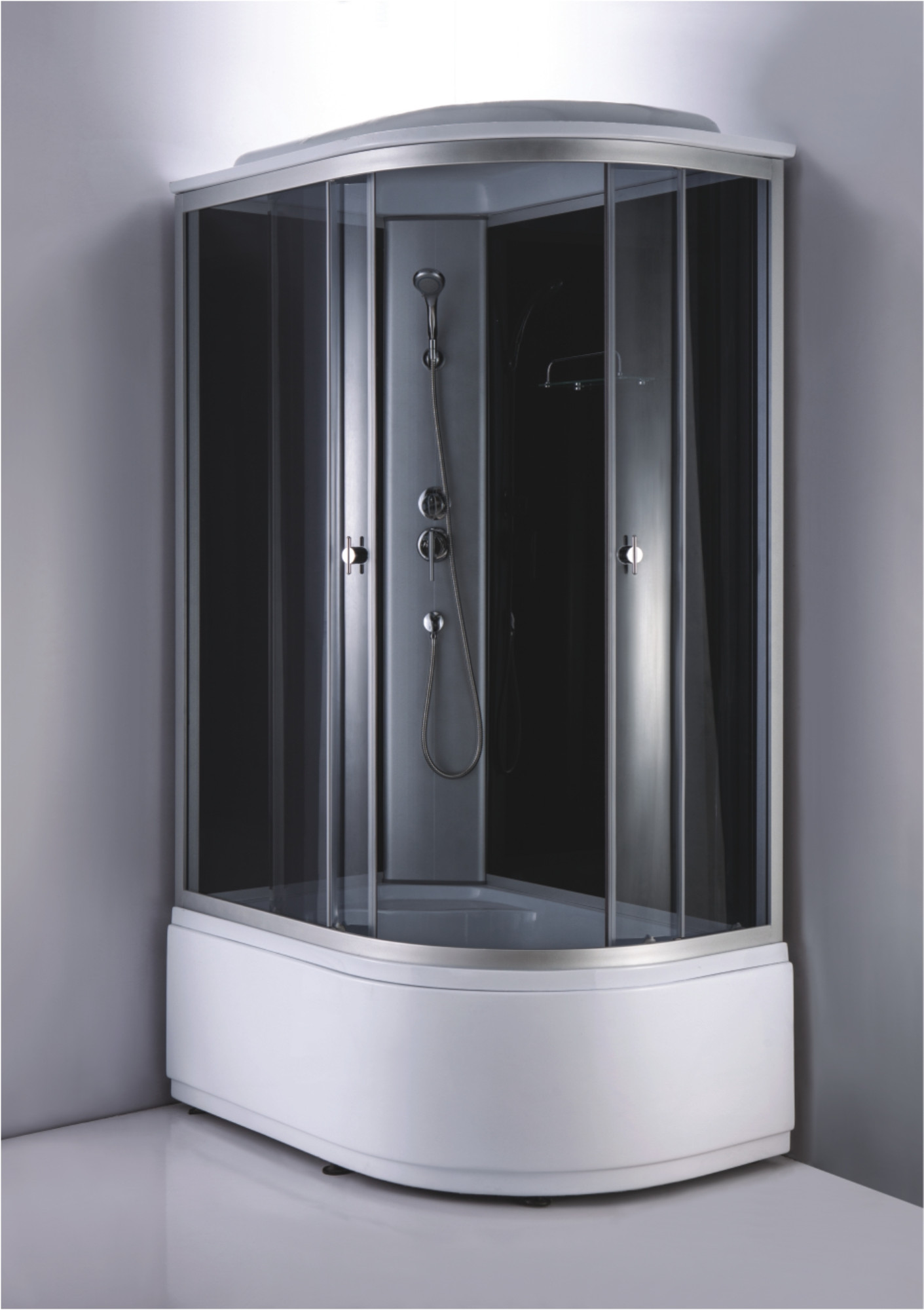 Душевая кабина Loranto 1200x800x2150 левосторонняя, черное заднее стекло, поддон 40 см, тонированное стекло 4 мм, профиль хром матовый () CS-886EATM/B-120
