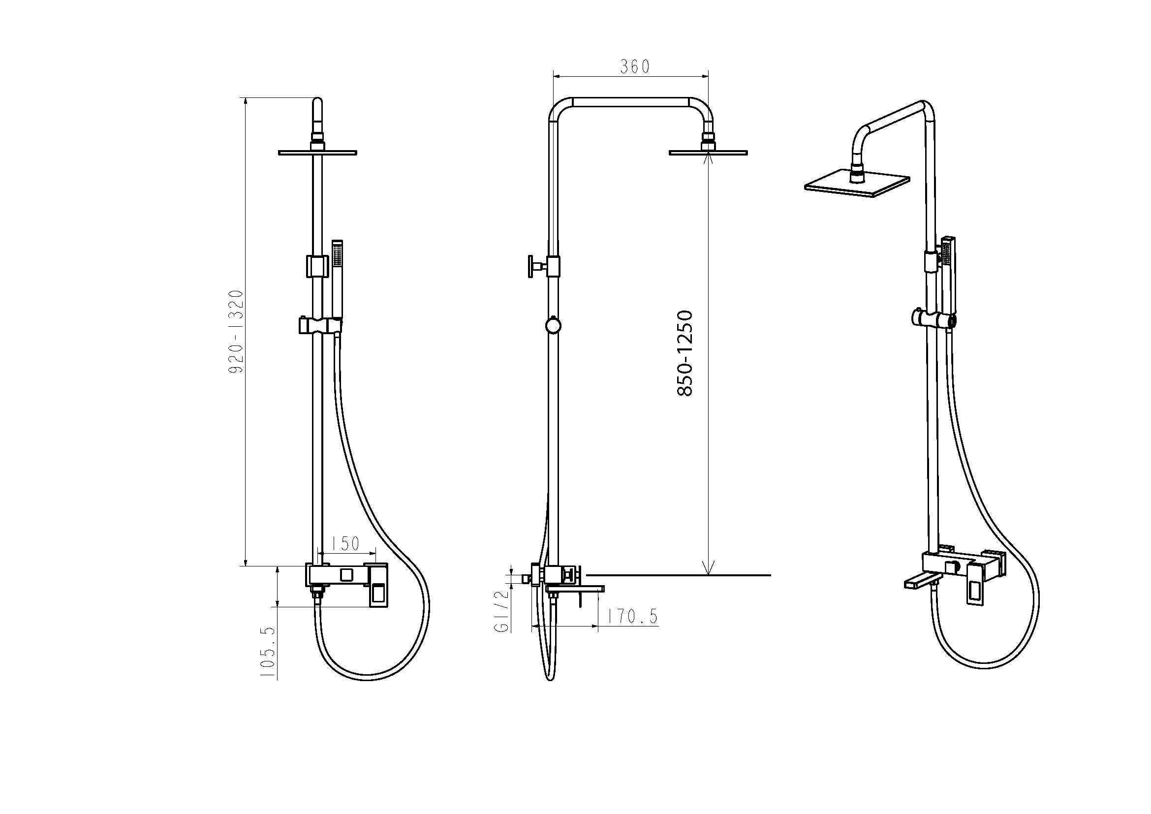 Стойка для душа Q GoldGold.2_Комплект