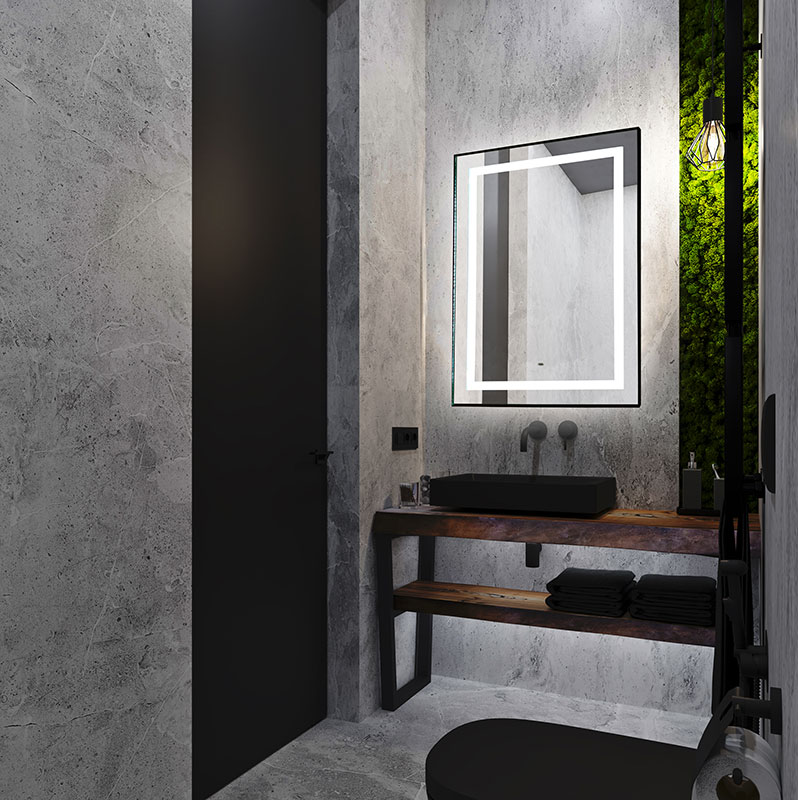 Зеркало Саурон 600х800 ( LED-подсветка, сенсорный выключатель, диммер, металлическая рама) 