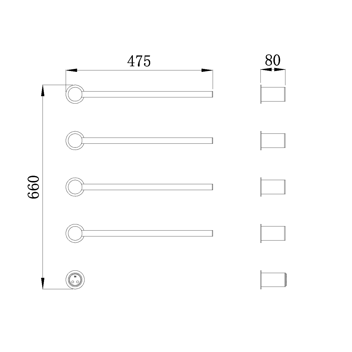 Полотенцесушитель электрический RAGLO R350.52.03 встраиваемый сенсорный с терморегулятором , сатин золотой