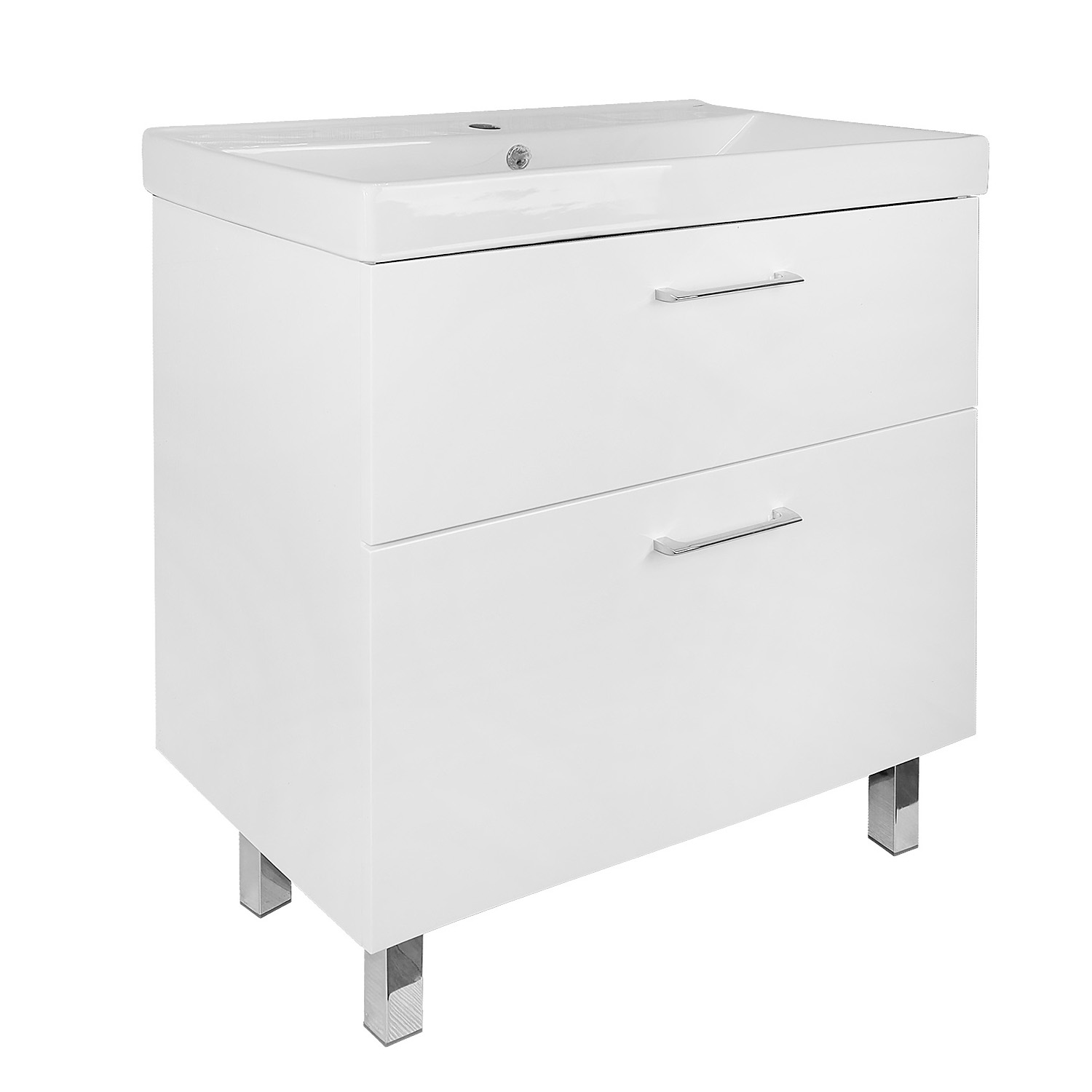 Комплект Тумба Azario Ника 70 Н 700х475х860 напольная, с раковиной Tempo 70, белый глянцевый () CS00094407