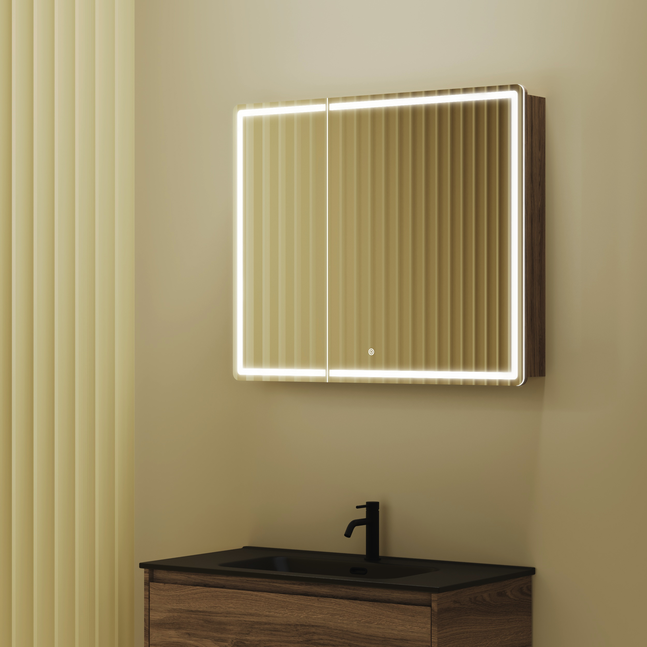 Зеркальный шкаф Sancos Блик / Mirror MI90ECH 89x74 с подсветкой, дуб чарльстон