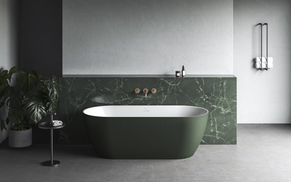 Ванна FREEDOM O TEC отдельностоящая 1700 х 770 СЕРО-ЗЕЛЕНАЯ (слив-перелив - БЕЛЫЙ)