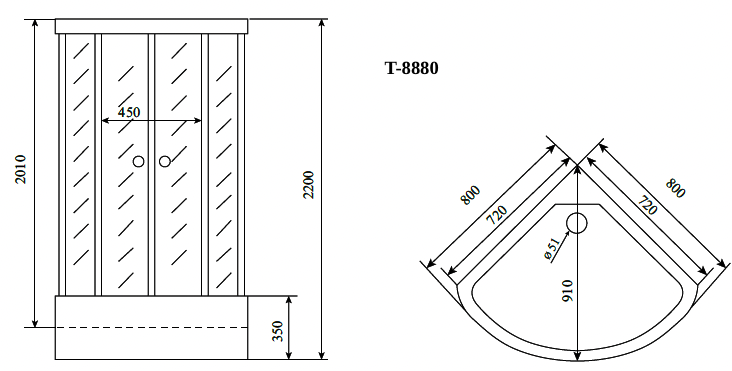Душевая кабина Timo Comfort T-8880 Clean Glass 80*80*220