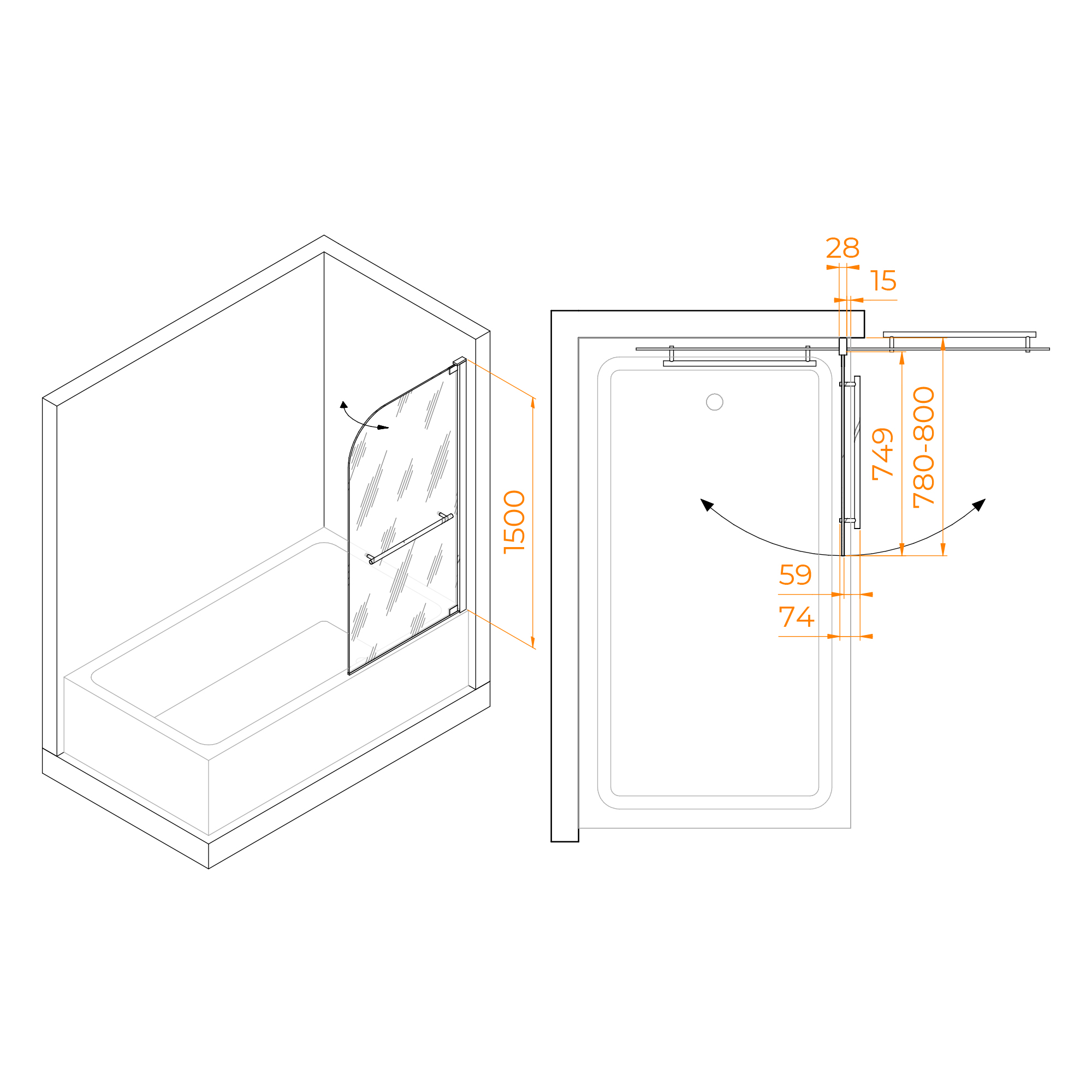 Шторка на ванну RGW SC-02 