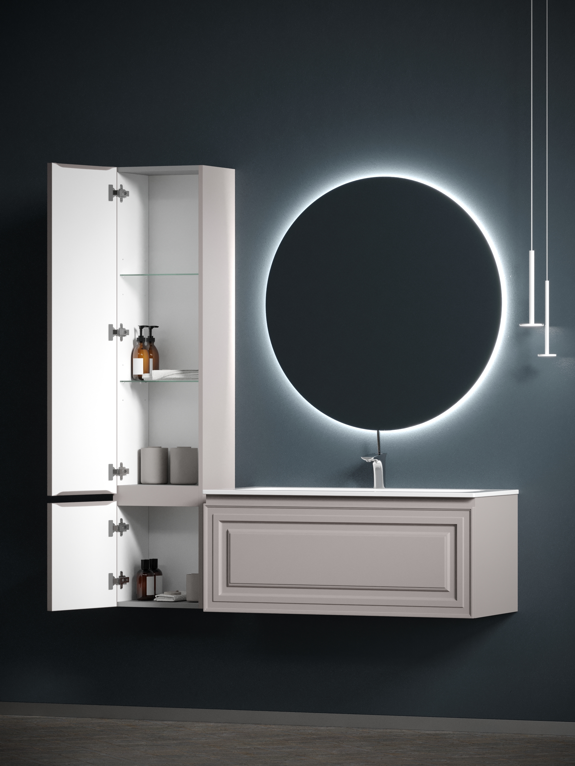 Шкаф-пенал Sancos Самая / Very PVR35LSM 35x30x160 пыльная роза / doha soft