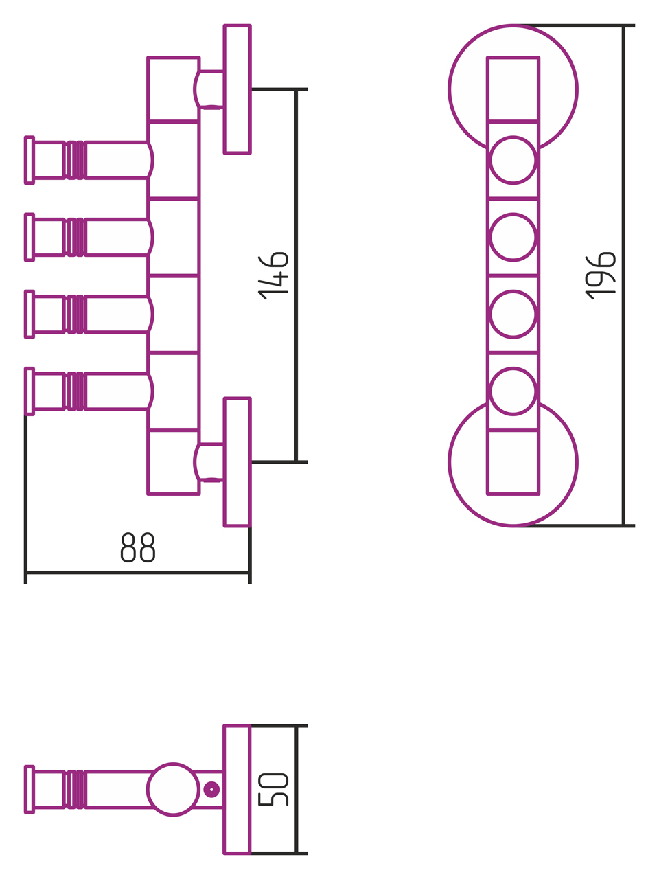 Держатель полотенец ВЕЕР-4 поворотный / L 88 (Золото)