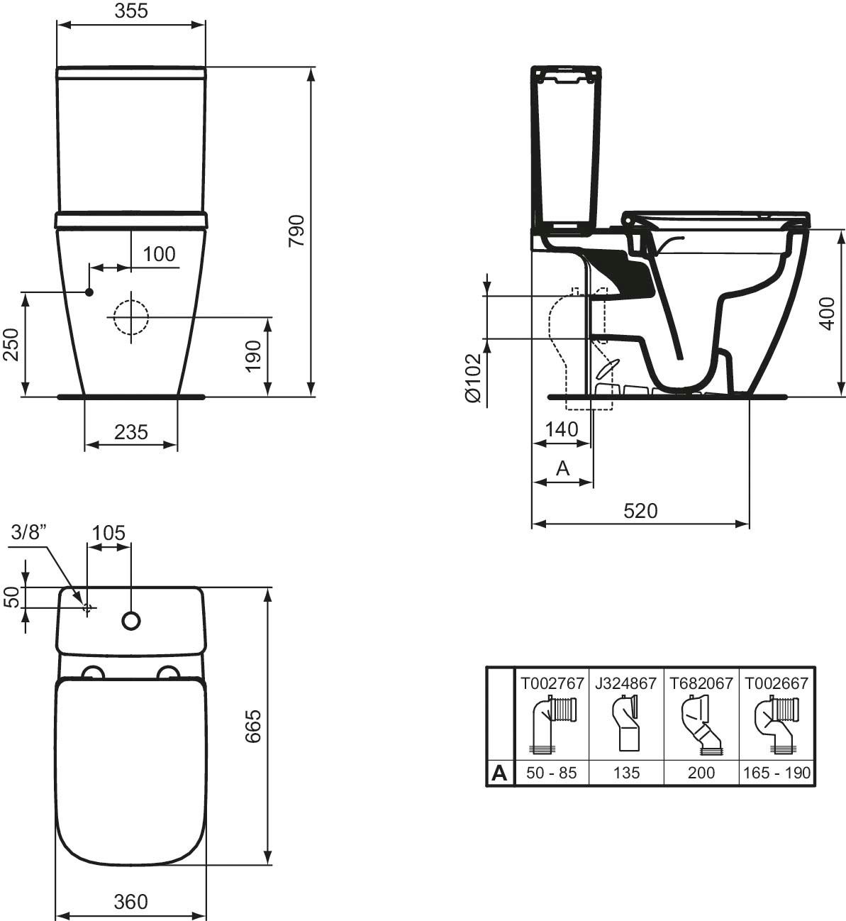 Унитаз Ideal Standard i.life B напольный, для монтажа с бачком, технология RimLS+, с крепежом TT025 () T461201