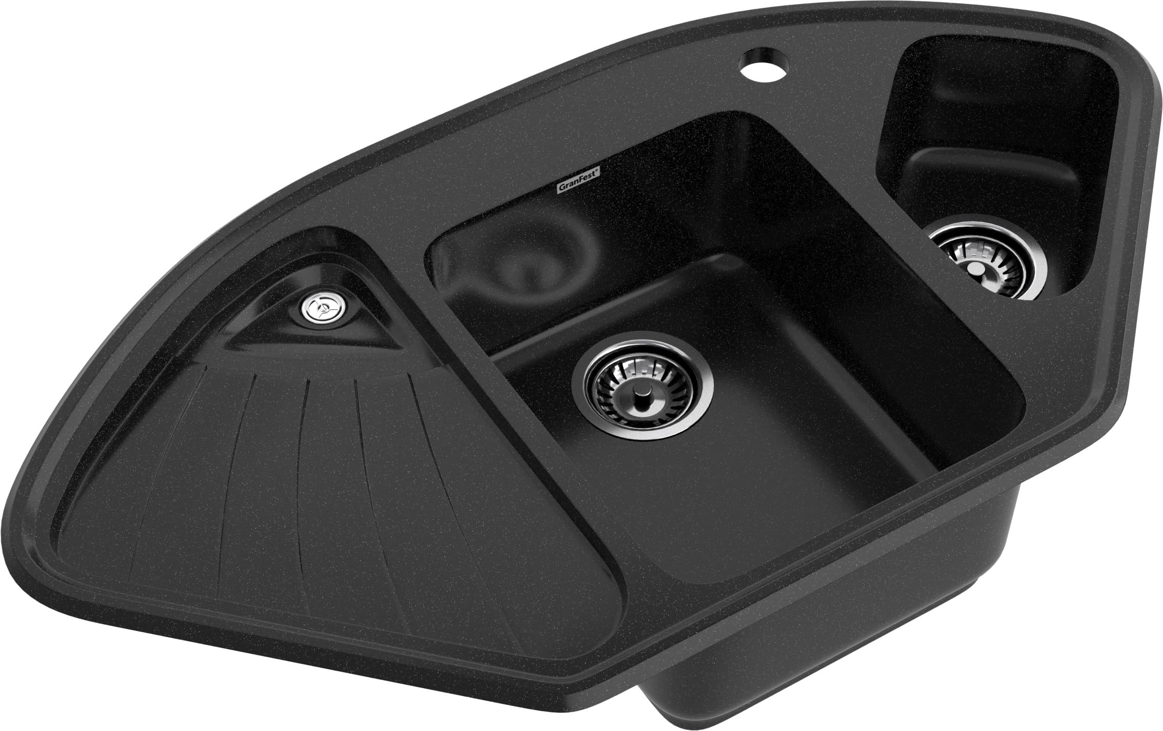 GRANFEST Мойка композит CORNER  GF-C--1040E угловая 1039*560мм  черный  арт.GF-